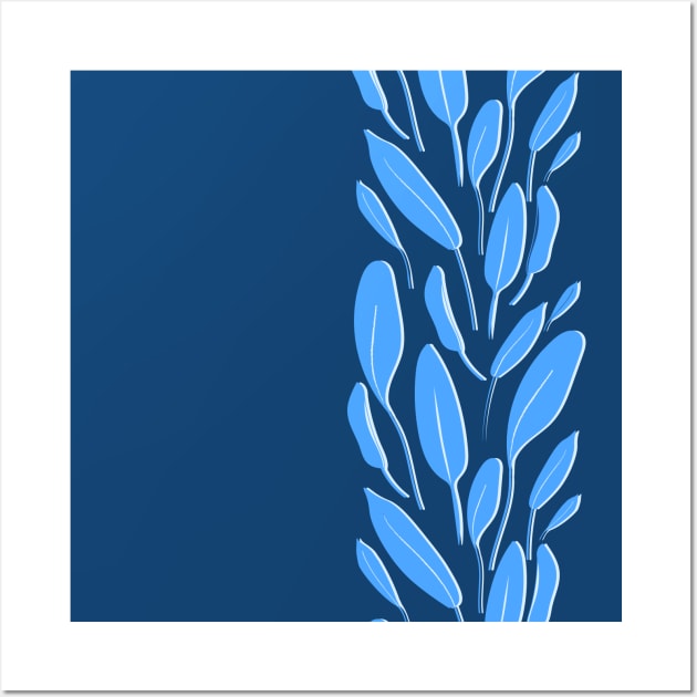 Floral pattern blue leaves Wall Art by artverich